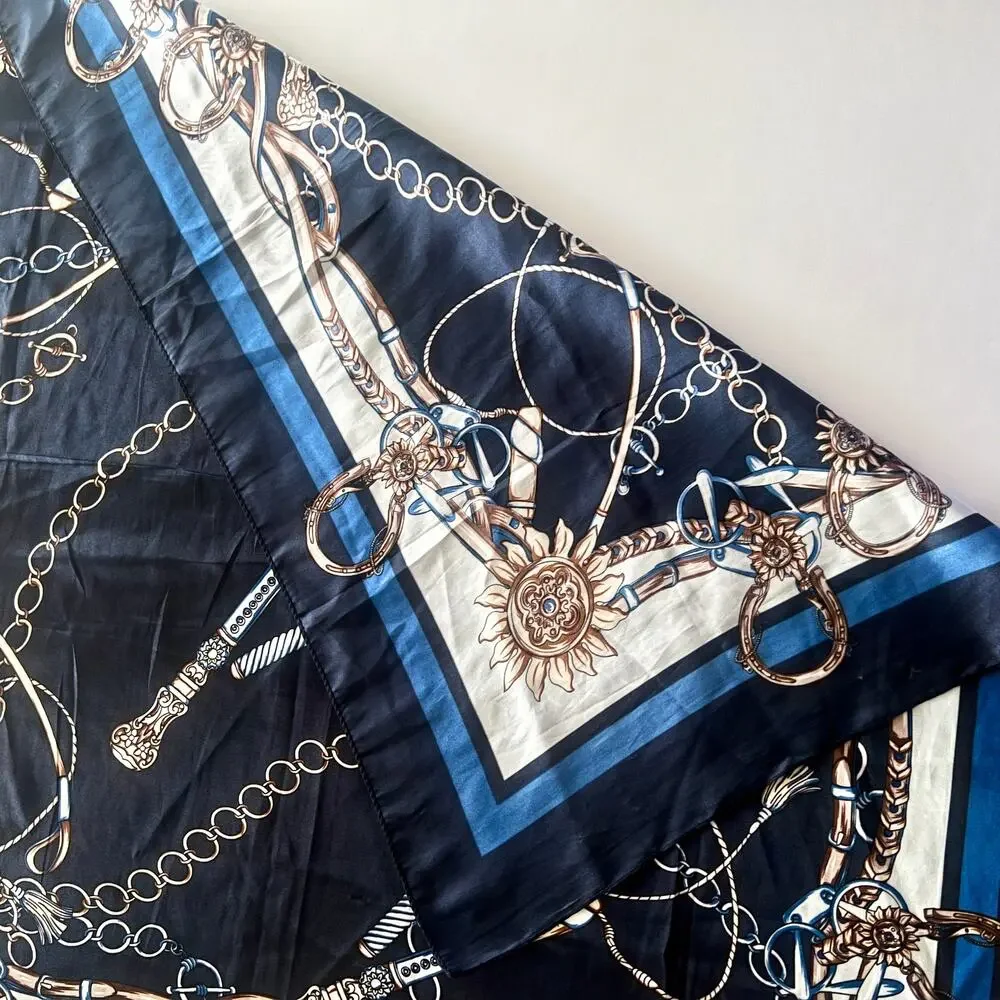 MOSI Blue and Yellow Equestrian and Sunflowers Women's Scarf